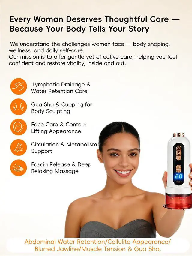 Alt view image 2 of 6 - 5-in-1 Gua Sha & Cupping Massager, Lymphatic Drainage Massager,Cellulite Massage Tool,Body Sculpting Machine for Belly, Arms, Legs, Waist, White