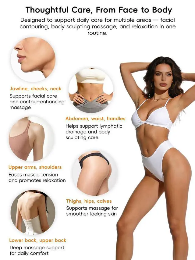 Alt view image 4 of 6 - 5-in-1 Gua Sha & Cupping Massager, Lymphatic Drainage Massager,Cellulite Massage Tool,Body Sculpting Machine for Belly, Arms, Legs, Waist, White