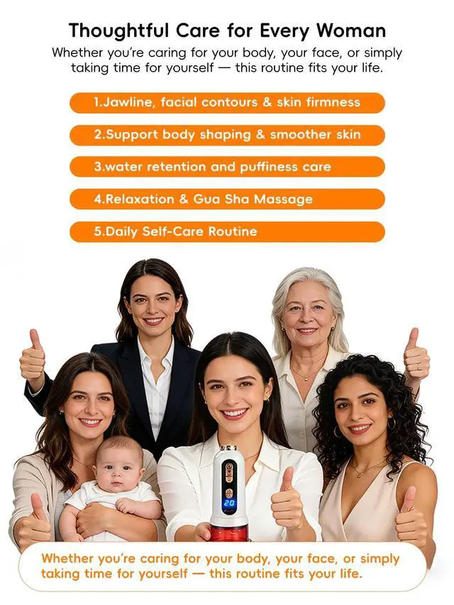 Alt view image 5 of 6 - 5-in-1 Gua Sha & Cupping Massager, Lymphatic Drainage Massager,Cellulite Massage Tool,Body Sculpting Machine for Belly, Arms, Legs, Waist, White