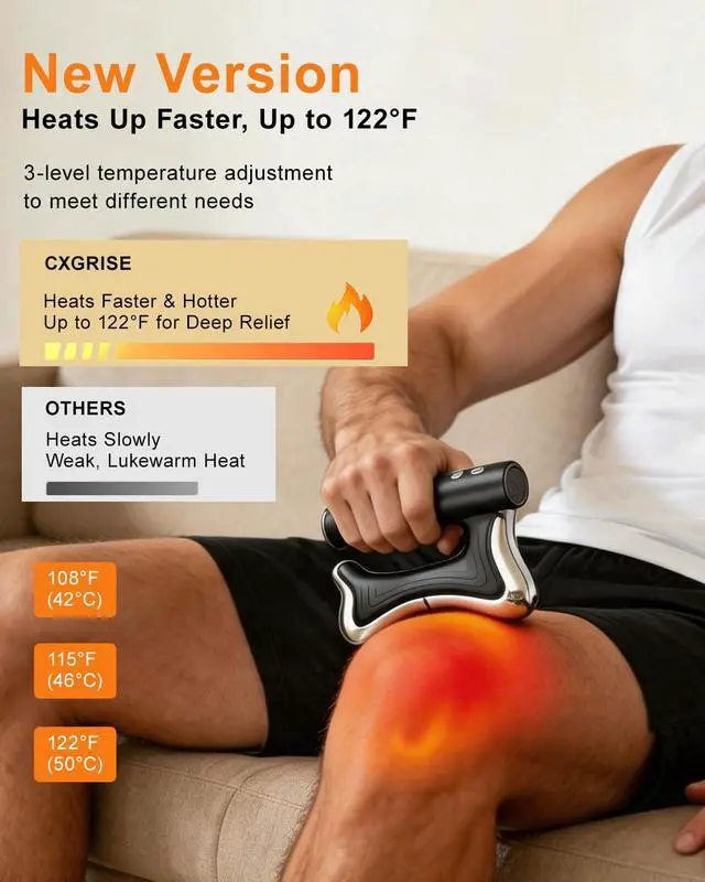Alt view image 3 of 7 - Heated Muscle Scraper Tool , 3 in 1 Electric Fascia Knife Massager Heating and Vibration, Full Body Contouring Device, Body Gua Sha Massage Tool, Fascia Massage Tools for Deep Tissue (Matte Black)