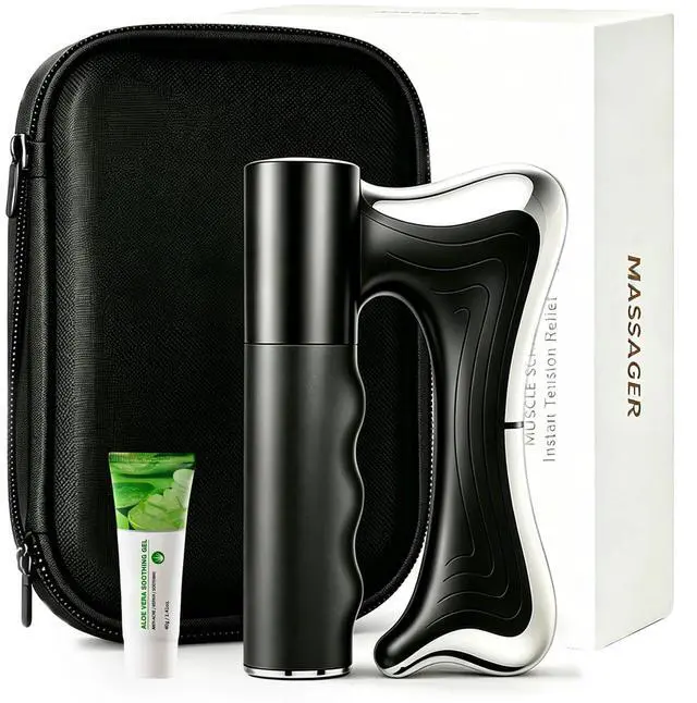 Main image of Heated Muscle Scraper Tool , 3 in 1 Electric Fascia Knife Massager Heating and Vibration, Full Body Contouring Device, Body Gua Sha Massage Tool, Fascia Massage Tools for Deep Tissue (Matte Black)