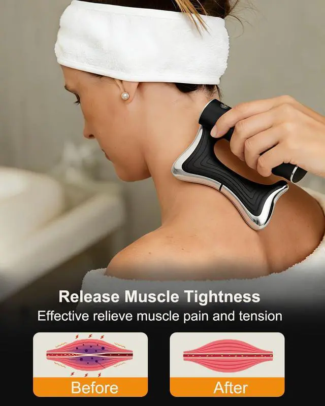 Alt view image 4 of 7 - Heated Muscle Scraper Tool , 3 in 1 Electric Fascia Knife Massager Heating and Vibration, Full Body Contouring Device, Body Gua Sha Massage Tool, Fascia Massage Tools for Deep Tissue (Matte Black)