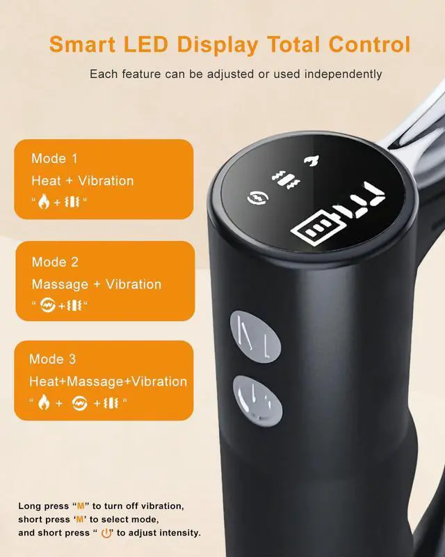 Alt view image 5 of 7 - Heated Muscle Scraper Tool , 3 in 1 Electric Fascia Knife Massager Heating and Vibration, Full Body Contouring Device, Body Gua Sha Massage Tool, Fascia Massage Tools for Deep Tissue (Matte Black)
