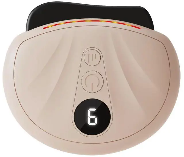 Main image of Electric Face Gua Sha Massager, Red Light with Heat and Vibration, 9 Levels, Shell Shade with Jade Stone, Portable and Rechargeable (Skin)