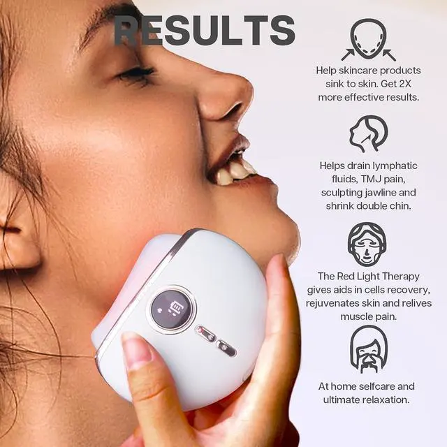 Alt view image 3 of 6 - Electric Gua Sha Device, Gua Sha Facial Tools with Heat and Vibration, Gua Sha Face Massager for Lymphatic Drainage, Lift, Puffiness, Rejuvenation Natural Glow (White)