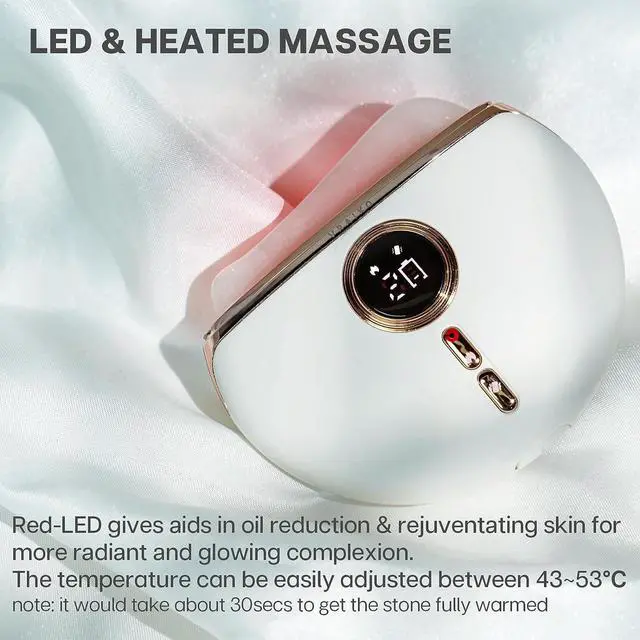 Alt view image 5 of 6 - Electric Gua Sha Device, Gua Sha Facial Tools with Heat and Vibration, Gua Sha Face Massager for Lymphatic Drainage, Lift, Puffiness, Rejuvenation Natural Glow (White)