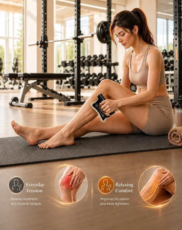Alt view image 5 of 7 - Electric Heated Muscle Scraper Tool, 3-in-1 Gua Sha Massage Tool and Fascia Scraper with Heat and Vibration, Portable Rechargeable Body Massager for Neck, Back, Shoulders, Legs and Arms