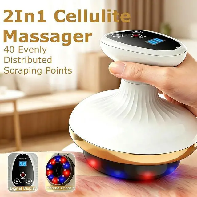 Alt view image 2 of 6 - Rechargeable Cellulite Remover,Electric Gua Sha Device for Cellulite Massage Tool,9 Suction Levels&Heating,Handheld Massager,Reduce Stretch Marks & for Legs, Arms & Belly