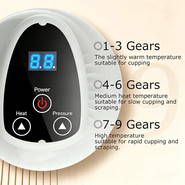 Alt view image 3 of 6 - Rechargeable Cellulite Remover,Electric Gua Sha Device for Cellulite Massage Tool,9 Suction Levels&Heating,Handheld Massager,Reduce Stretch Marks & for Legs, Arms & Belly