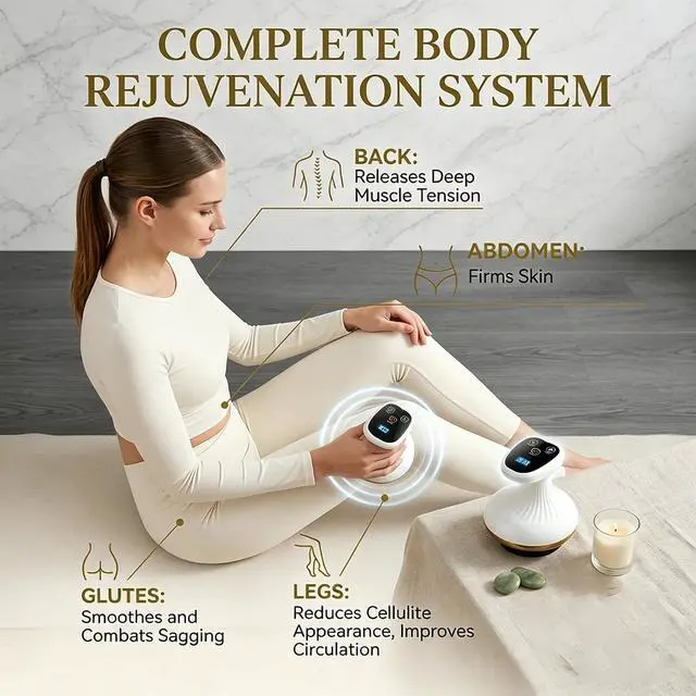 Alt view image 6 of 6 - Rechargeable Cellulite Remover,Electric Gua Sha Device for Cellulite Massage Tool,9 Suction Levels&Heating,Handheld Massager,Reduce Stretch Marks & for Legs, Arms & Belly