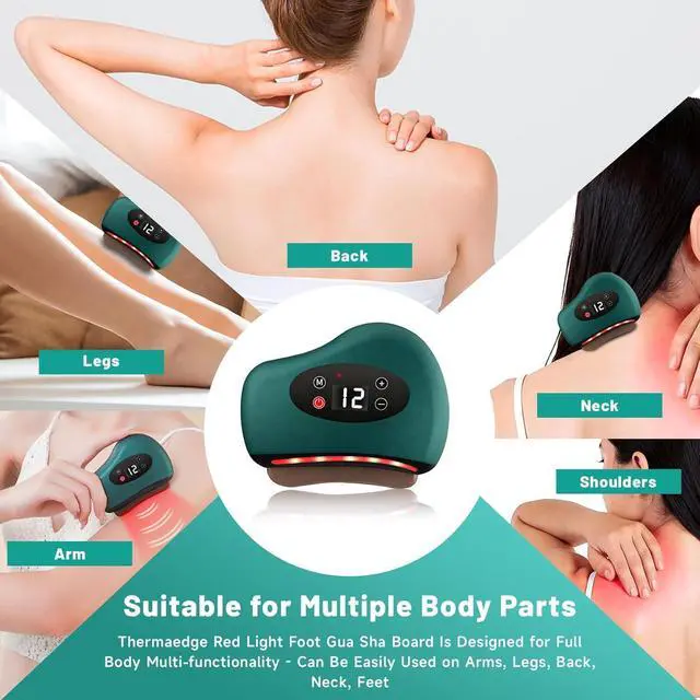Alt view image 7 of 7 - Thermaedge Plantar Fasciitis, ThermaEdge Foot Scraper, 12 Massage Levels and 12 Heat Levels, Red Light Heated Gua Sha Device for Plantar Fasciitis, 4-in-1 Vibration Device for Muscle Care (Green)