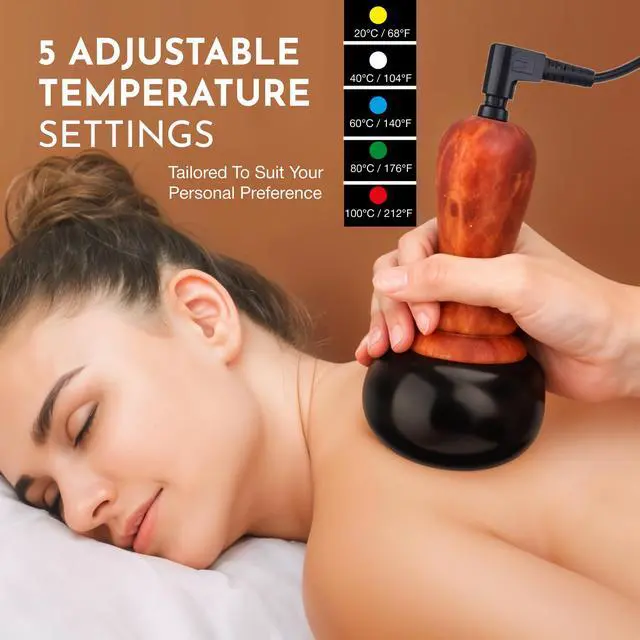 Alt view image 3 of 7 - Electric Hot Stone Massager - Portable Bian Stones Gua Sha Scraping Home Massage Therapy Kit - Handheld Rock Warmer Wand Tool Set with Temperature Adjustment Control for Back Neck Body Pain Relief