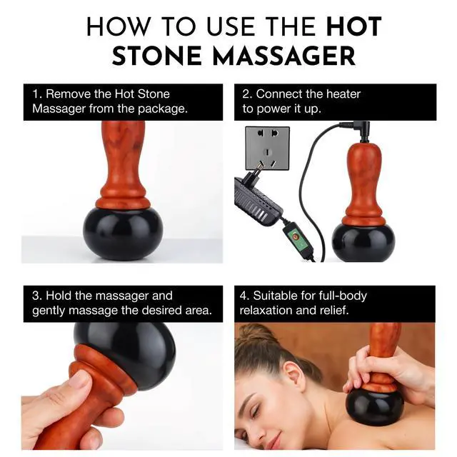 Alt view image 6 of 7 - Electric Hot Stone Massager - Portable Bian Stones Gua Sha Scraping Home Massage Therapy Kit - Handheld Rock Warmer Wand Tool Set with Temperature Adjustment Control for Back Neck Body Pain Relief