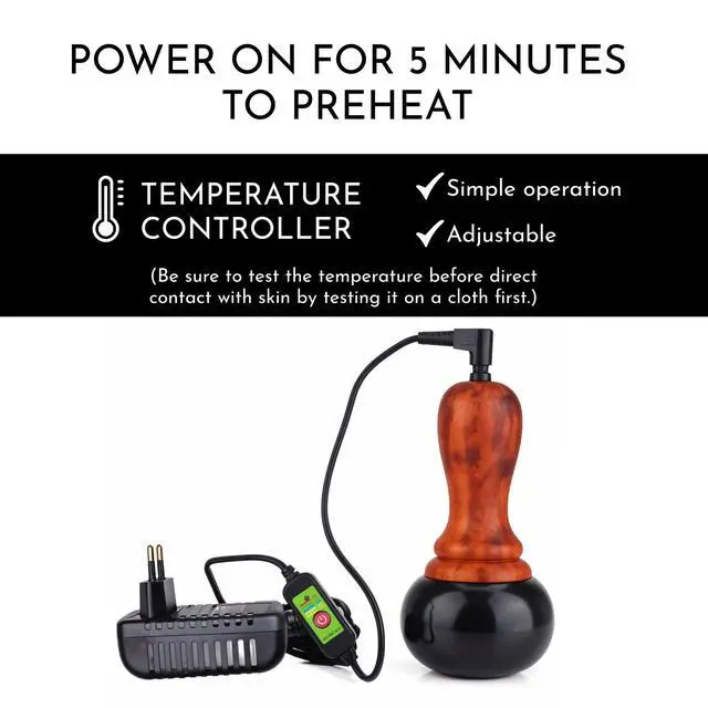 Alt view image 7 of 7 - Electric Hot Stone Massager - Portable Bian Stones Gua Sha Scraping Home Massage Therapy Kit - Handheld Rock Warmer Wand Tool Set with Temperature Adjustment Control for Back Neck Body Pain Relief