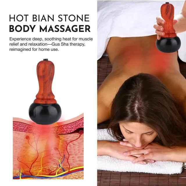 Alt view image 5 of 7 - Electric Hot Stone Massager - Portable Bian Stones Gua Sha Scraping Home Massage Therapy Kit - Handheld Rock Warmer Wand Tool Set with Temperature Adjustment Control for Back Neck Body Pain Relief