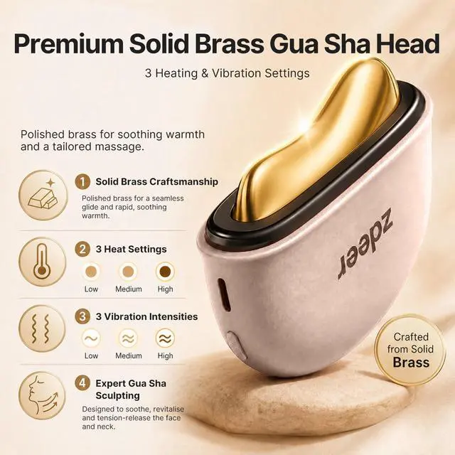 Alt view image 4 of 7 - GS5 Electric Heated Gua Sha Tool, Red Light Face Massager, Pink