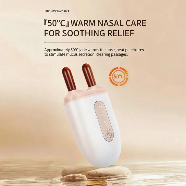 Alt view image 3 of 7 - Electric Natural Bian Stone Eye & Nose Massager, 3-Level Heated Face Lifting Tool with 45-55 Adjustable Temperature, Ergonomic Handheld Gua Sha for V-Shaped Jawline, Eye Corner Lifting, Nose lifter