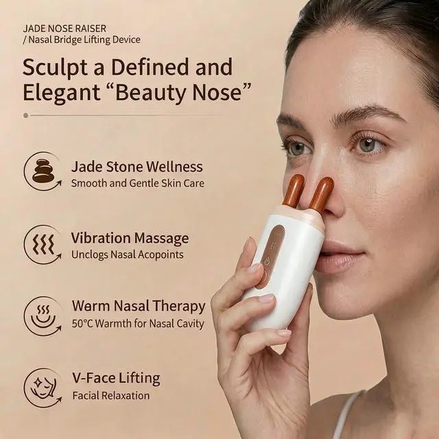Alt view image 5 of 7 - Electric Natural Bian Stone Eye & Nose Massager, 3-Level Heated Face Lifting Tool with 45-55 Adjustable Temperature, Ergonomic Handheld Gua Sha for V-Shaped Jawline, Eye Corner Lifting, Nose lifter