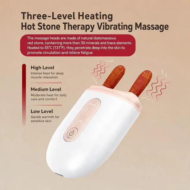 Alt view image 6 of 7 - Electric Natural Bian Stone Eye & Nose Massager, 3-Level Heated Face Lifting Tool with 45-55 Adjustable Temperature, Ergonomic Handheld Gua Sha for V-Shaped Jawline, Eye Corner Lifting, Nose lifter