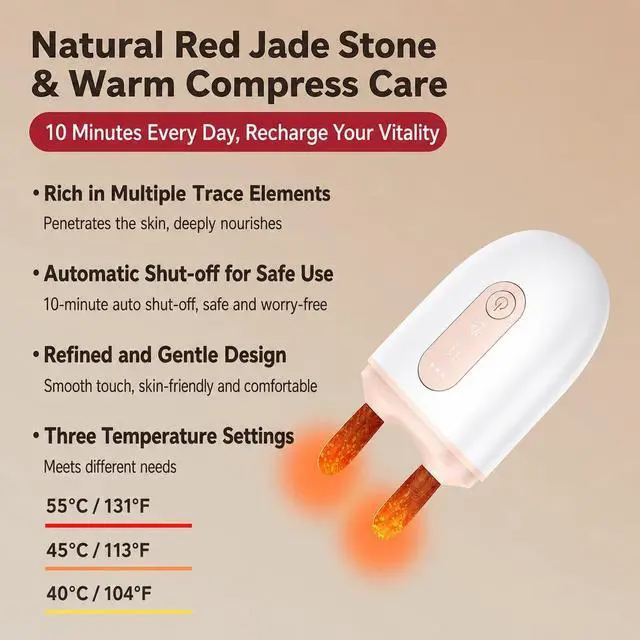 Alt view image 7 of 7 - Electric Natural Bian Stone Eye & Nose Massager, 3-Level Heated Face Lifting Tool with 45-55 Adjustable Temperature, Ergonomic Handheld Gua Sha for V-Shaped Jawline, Eye Corner Lifting, Nose lifter