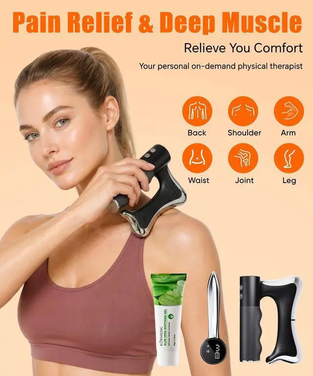 Alt view image 4 of 7 - Heated Muscle Scraper, 3-Speed Vibration Body Gua Sha Tool, Black