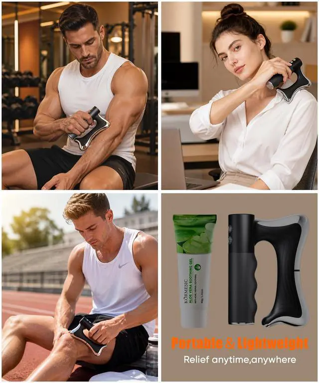 Alt view image 7 of 7 - Heated Muscle Scraper, 3-Speed Vibration Body Gua Sha Tool, Black