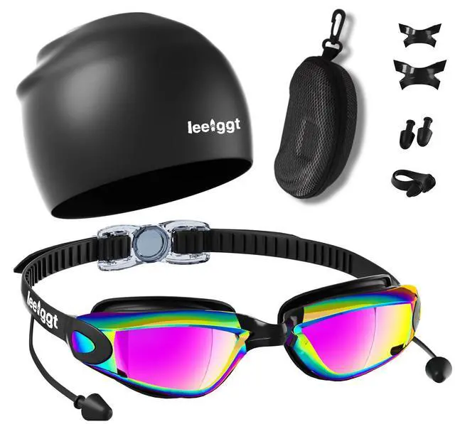 Main image of Swim Goggles+Swim Cap, No Leak Anti-Fog & UVSwimming Goggles Full Protection Adult Men Women Youth6 in 1