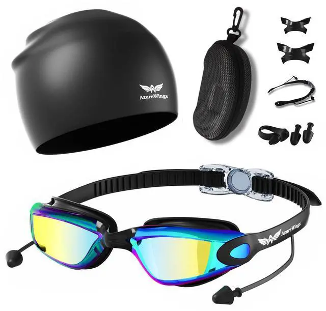 Main image of 7 in 1 Swim Goggles and Cap for Men Women, Anti-Fog UV Protection, No Leak
