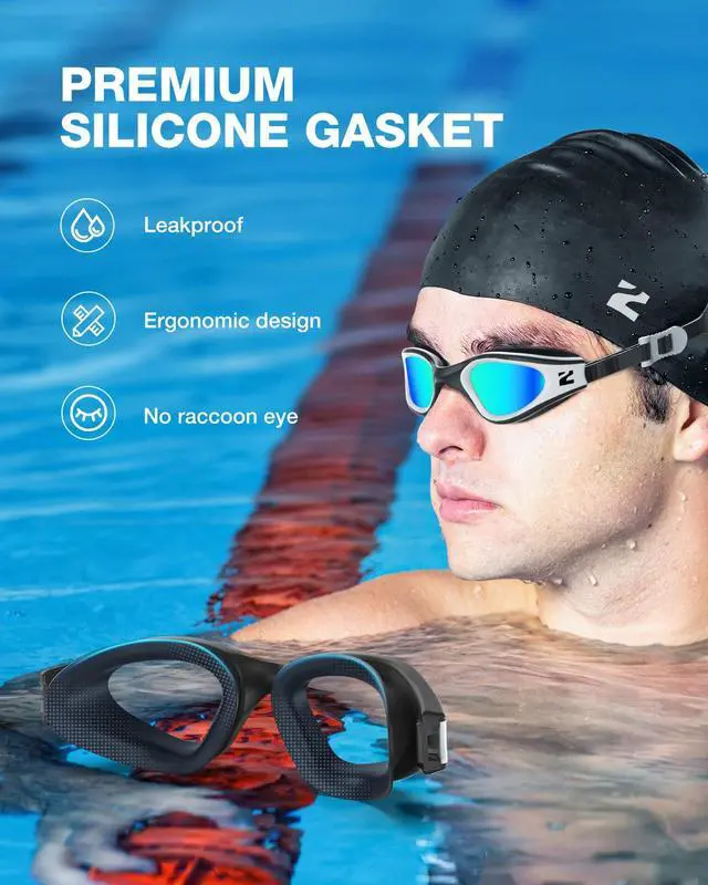 Alt view image 3 of 7 - Swim Goggles Adult, G1 Air Unisex No Leak Anti-Fog with Swim Cap