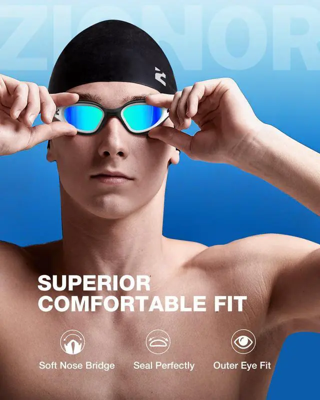 Alt view image 5 of 7 - Swim Goggles Adult, G1 Air Unisex No Leak Anti-Fog with Swim Cap