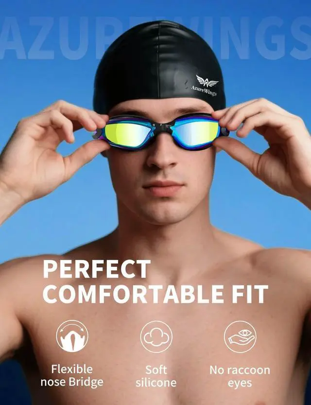 Alt view image 2 of 7 - 7 in 1 Swim Goggles and Cap for Men Women, Anti-Fog UV Protection, No Leak