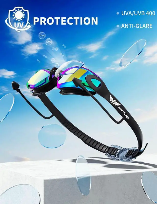 Alt view image 4 of 7 - 7 in 1 Swim Goggles and Cap for Men Women, Anti-Fog UV Protection, No Leak
