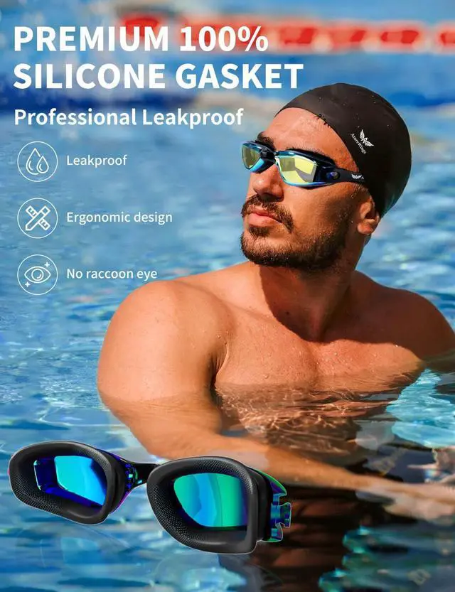 Alt view image 6 of 7 - 7 in 1 Swim Goggles and Cap for Men Women, Anti-Fog UV Protection, No Leak