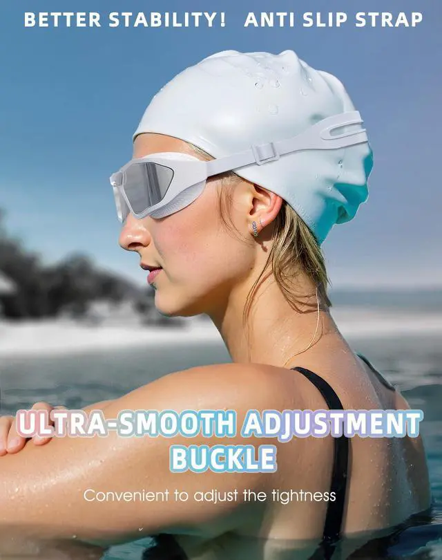 Alt view image 5 of 5 - Swim Goggles Adult Anti Fog&UV No Leak Wide View Swimming Goggles