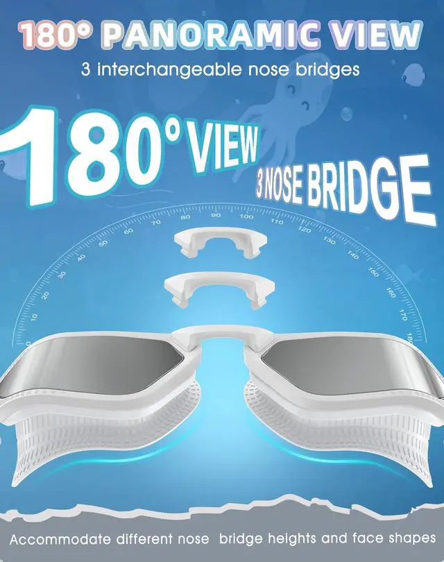 Alt view image 4 of 5 - Swim Goggles Adult Anti Fog&UV No Leak Wide View Swimming Goggles