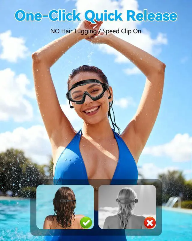 Alt view image 6 of 7 - New Adult Wide View Swim Goggles, Anti-Fog/UV No Leak Swimming Goggles with Ear Plugs for Men & Women
