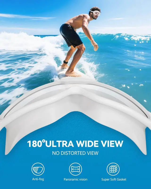 Alt view image 5 of 7 - New Adult Wide View Swim Goggles, Anti-Fog/UV No Leak Swimming Goggles with Ear Plugs for Men & Women