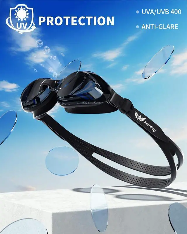 Alt view image 4 of 7 - Swim Goggles + Swim Cap Women Men Adult Kit, Anti-Fog UV No Leak - Upgraded HD Racing Goggles Swimming for Men & Women, Black-Smoke + Cap