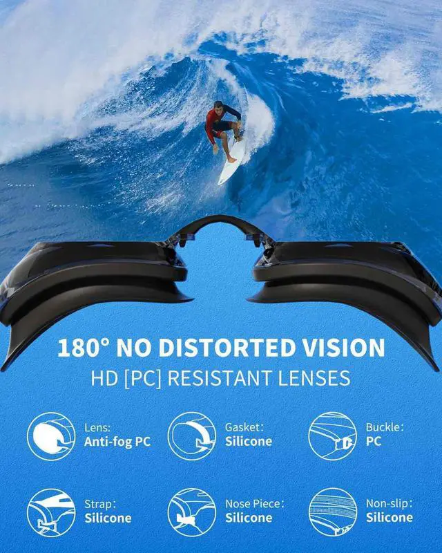 Alt view image 7 of 7 - Swim Goggles + Swim Cap Women Men Adult Kit, Anti-Fog UV No Leak - Upgraded HD Racing Goggles Swimming for Men & Women, Black-Smoke + Cap