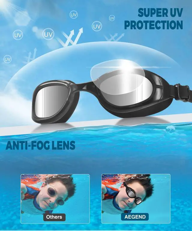 Alt view image 3 of 7 - Kids Swim Goggles, Polarized Swimming Goggles for Age 6-11 Boys, Girls, Anti-Fog Anti-Uv Waterproof Clear Vision Water Pool Goggles
