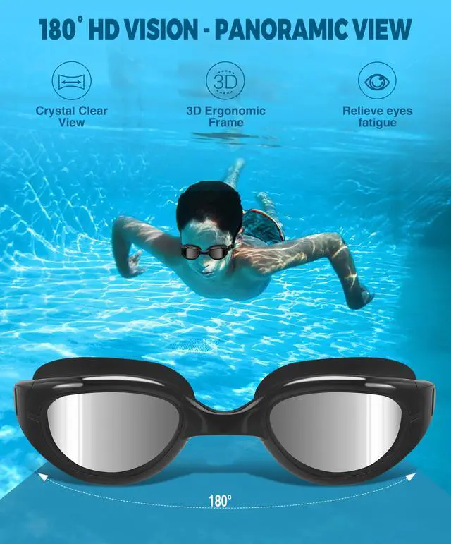 Alt view image 2 of 7 - Kids Swim Goggles, Polarized Swimming Goggles for Age 6-11 Boys, Girls, Anti-Fog Anti-Uv Waterproof Clear Vision Water Pool Goggles