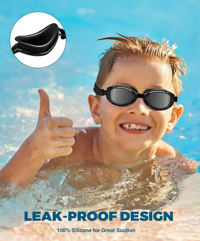 Alt view image 6 of 7 - Kids Swim Goggles, Polarized Swimming Goggles for Age 6-11 Boys, Girls, Anti-Fog Anti-Uv Waterproof Clear Vision Water Pool Goggles