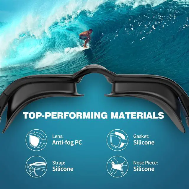 Alt view image 7 of 7 - Swim Goggles Silicone Swimming Cap and Carrying Case, Anti fog Pool Goggles for Adult Men Women Youth