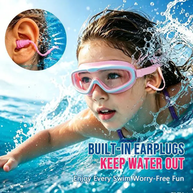 Alt view image 7 of 7 - Kids Swim Goggles 2 Pack, Large Frame Wide View Anti Fog Swimming Goggles for Boys and Girls 3-16 with No Leak & UV Protection, Youth Pool Beach Goggles Essentials