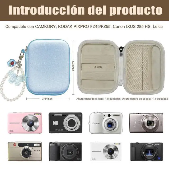 Alt view image 3 of 7 - Digital Camera Case,suitable for camera case small such as CAMKORY/KODAK PIXPRO FZ45/FZ55/Canon PowerShot ELPH/HS,Leica,etc.Compact digital camera bag, can also store such as SD cards (Blue)
