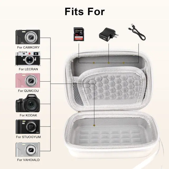 Alt view image 5 of 7 - Digital Camera Case Compatible with CAMKORY/for Lecran/for KODAK PIXPRO/for VAHOIALD/for Canon PowerShot ELPH 180/190/for Sony DSCW800, Small Camera Protective Bag Travel Cameras Storage hard Holder
