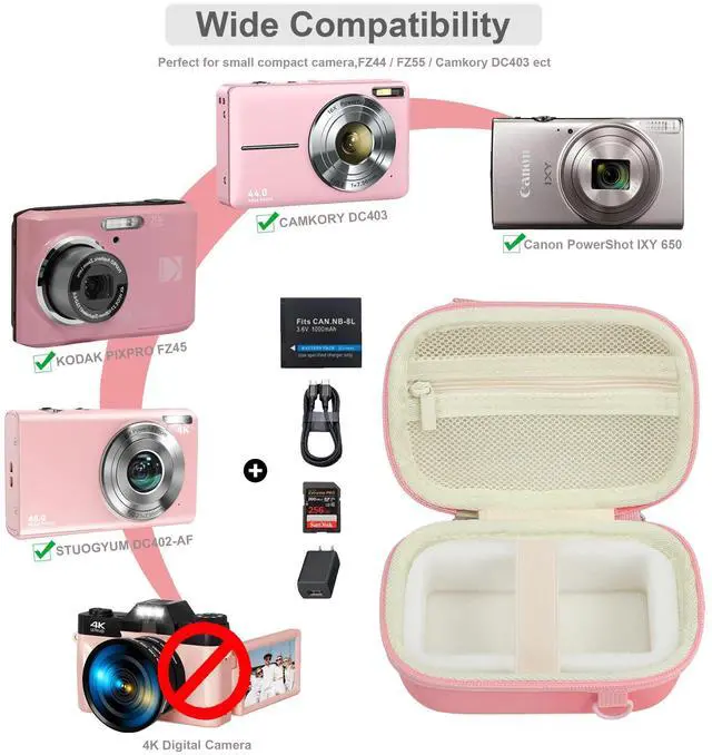 Alt view image 3 of 7 - Camera Case for CAMKORY/Lecran Digital Camera - Pink