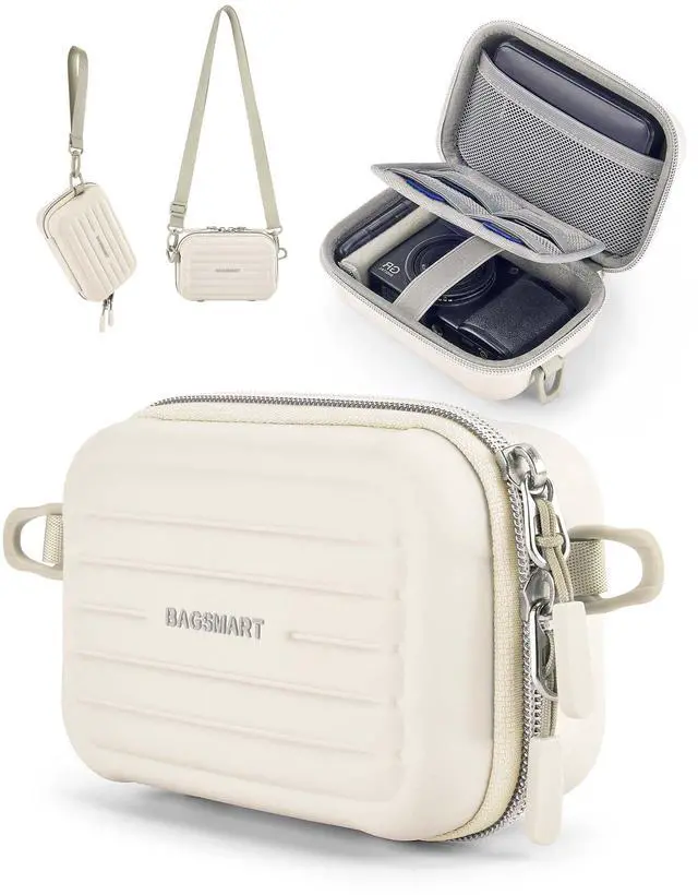 Main image of Digital Camera Case, Small Camera Bag with 2 Carrying Ways, Beige