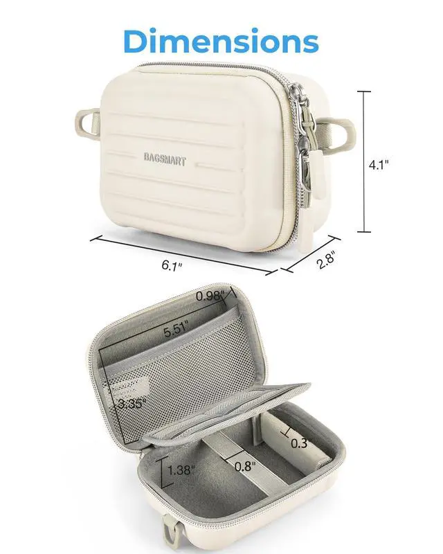 Alt view image 5 of 7 - Digital Camera Case, Small Camera Bag with 2 Carrying Ways, Beige