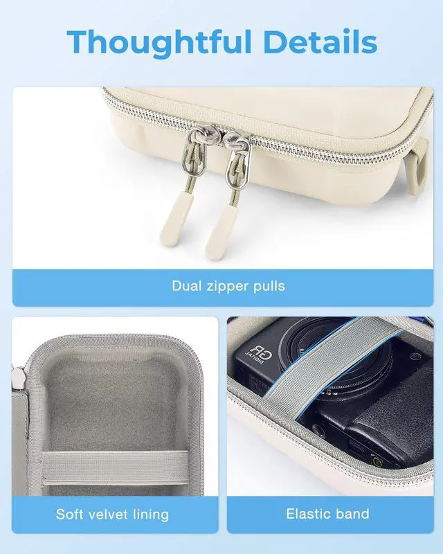 Alt view image 6 of 7 - Digital Camera Case, Small Camera Bag with 2 Carrying Ways, Beige